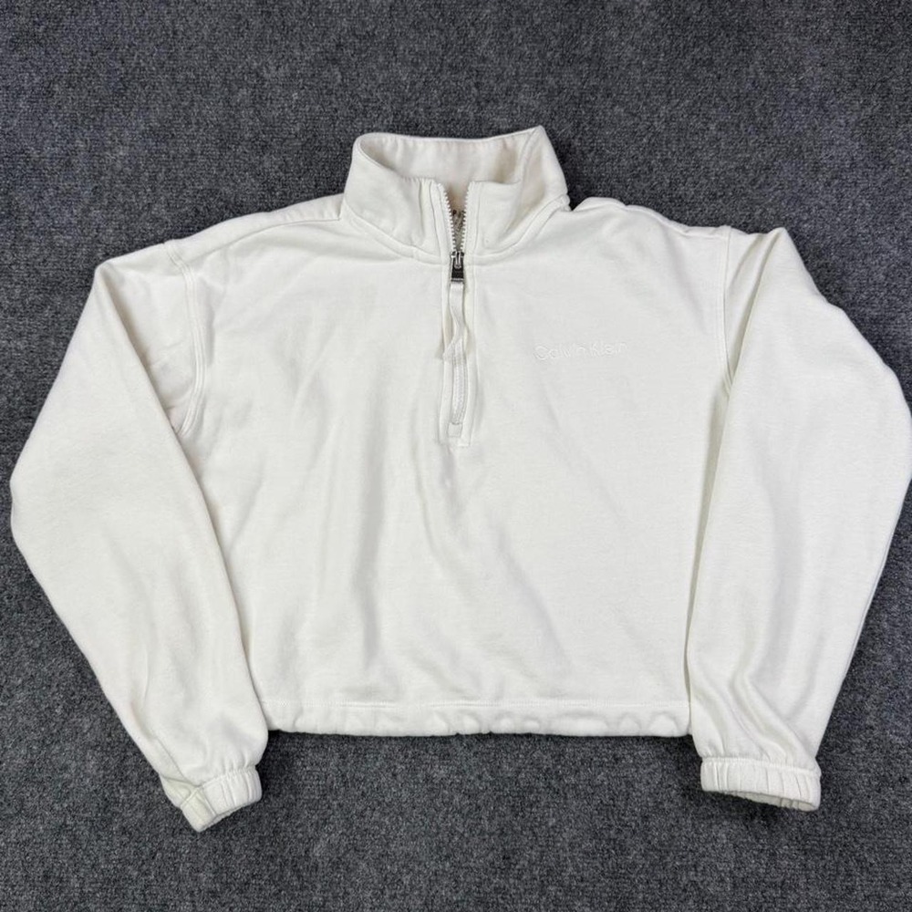 Calvin Klein Performance white cropped quarter-zip - Size: Women's XS